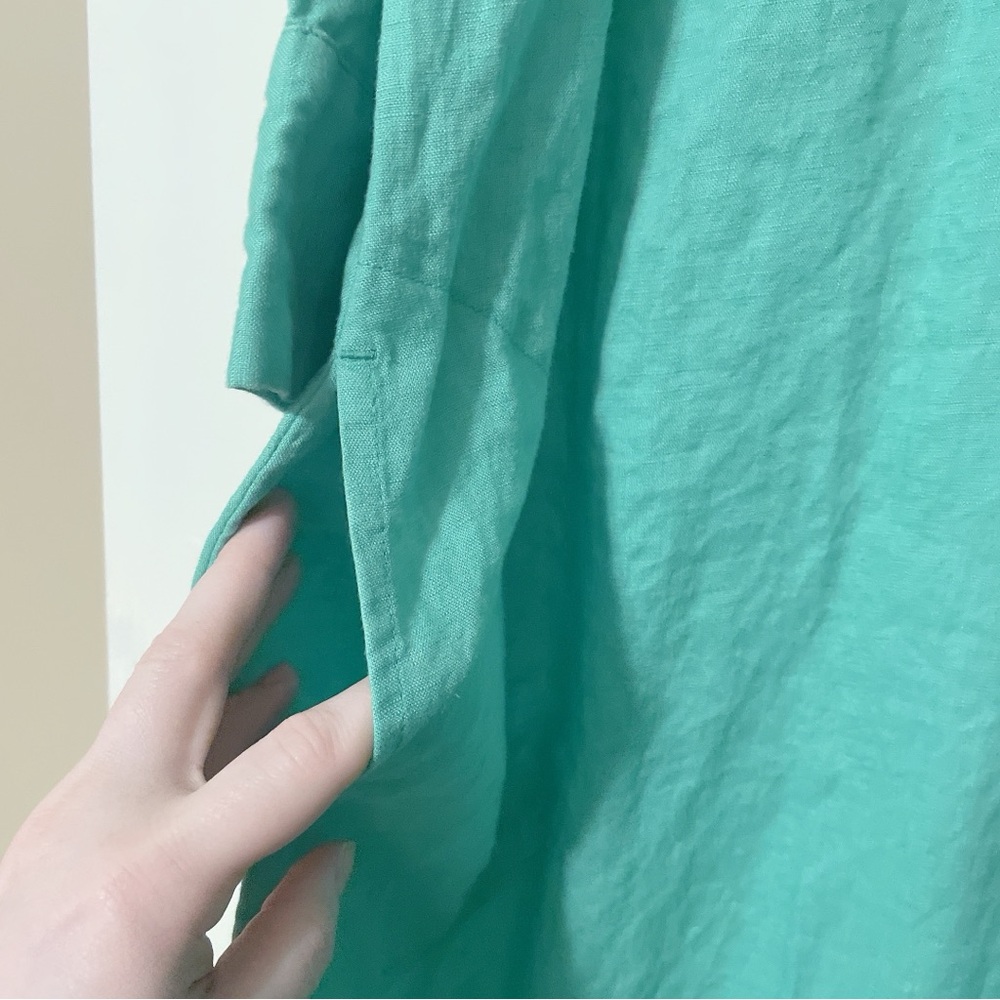 J Jill Love Linen Green Midi Length Button Down Dress Size Large - Picture 7 of 11